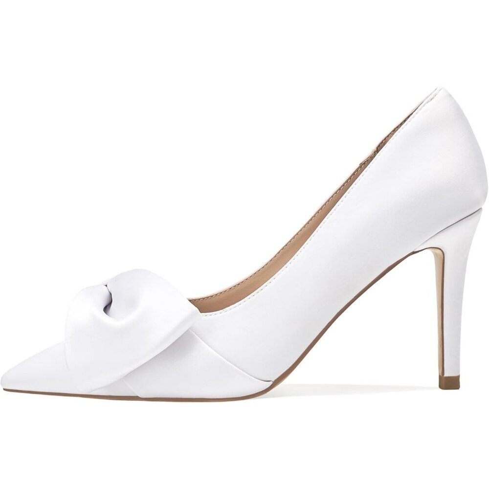 Women's Pumps Satin White Slingback Elasticated Strap Stylish Comfortable  Heel - Picture 4 of 6